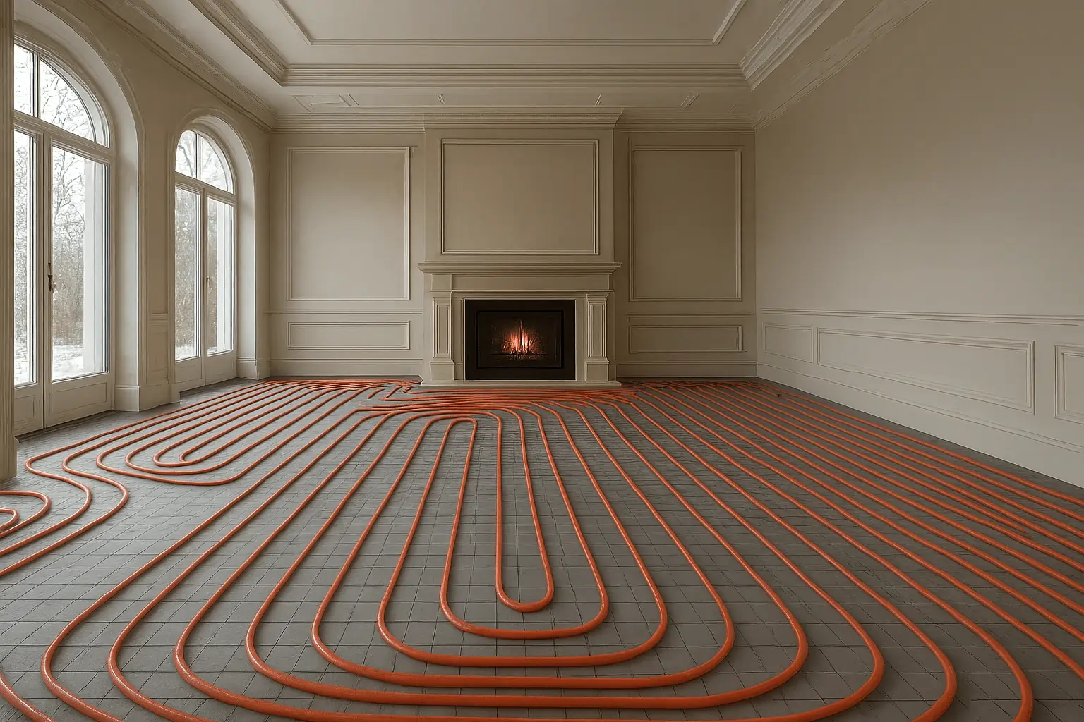 Golvvärme installation värmeslingor golv uppvärmning